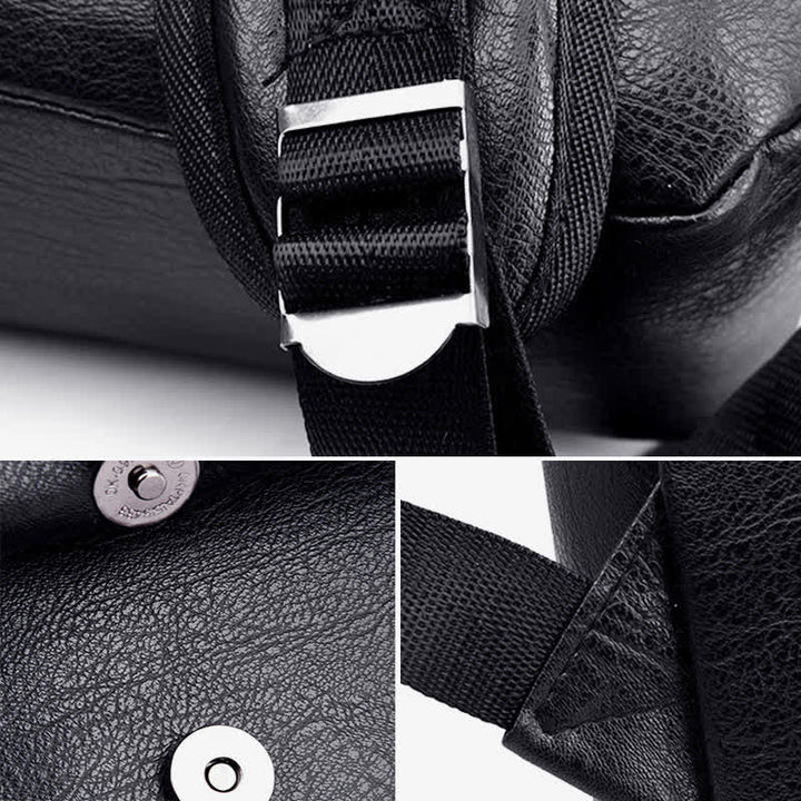 Leather Laptop Backpack for Men Large Capacity College Travel Office Daypack