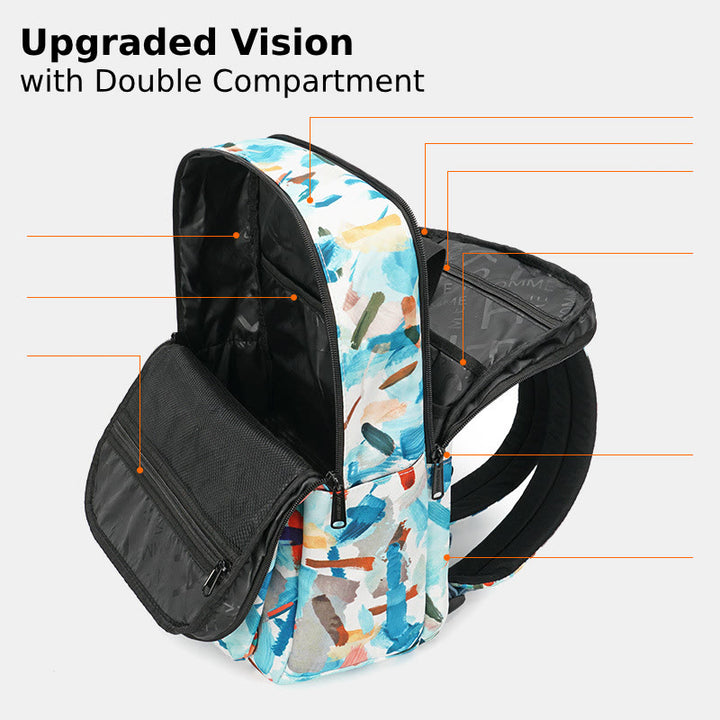 Multicolor Printed Laptop Backpack15.6 Inch College School Bookbag Travel Daypack