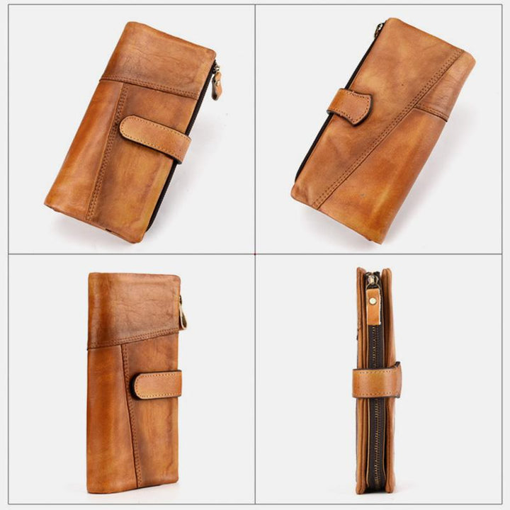RFID Genuine Leather Long Wallet Purse