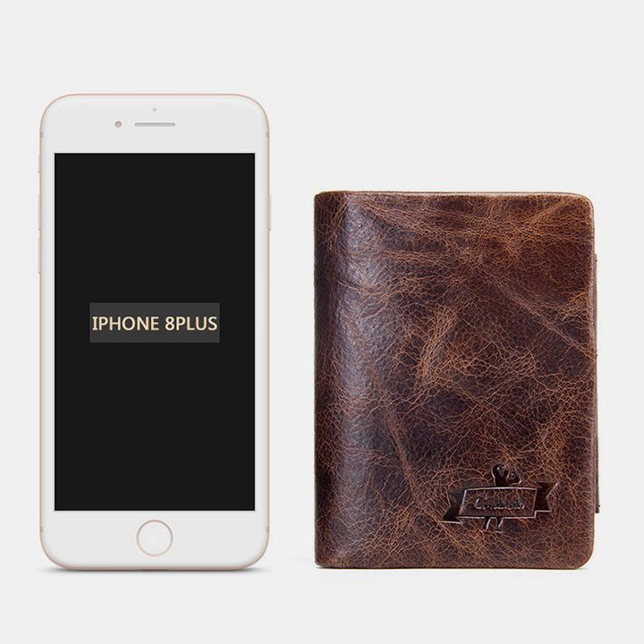 High Capacity Vintage Leather Trifold Wallet