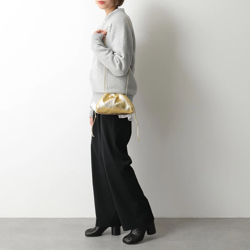 Dumpling Clutch Crossbody Bag Cloud Sparkly Metallic Purse for Women
