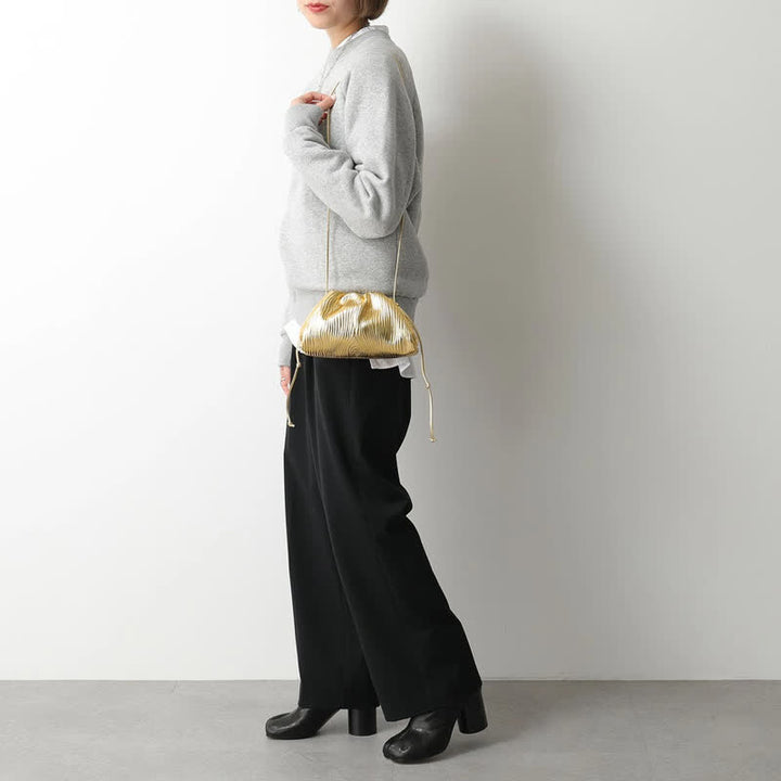 Dumpling Clutch Crossbody Bag Cloud Sparkly Metallic Purse for Women