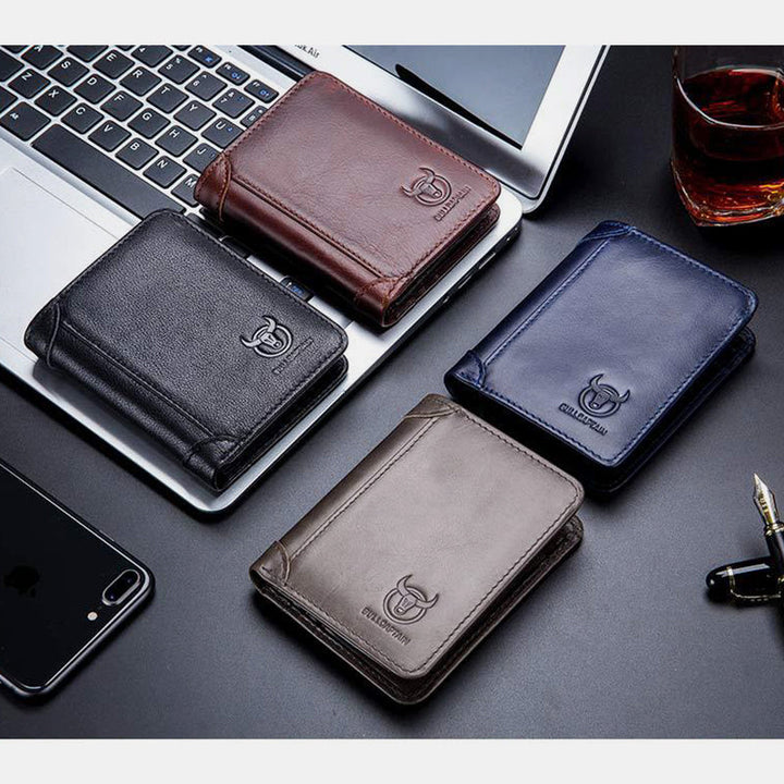 RFID Large Capacity Genuine Leather Bifold Wallet