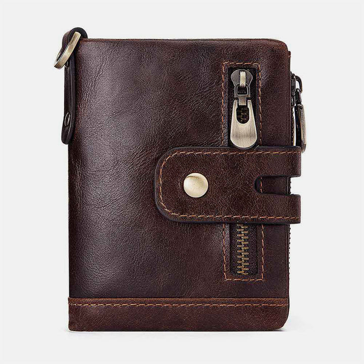 Multifunctional Genuine Leather RFID Bifold Wallet