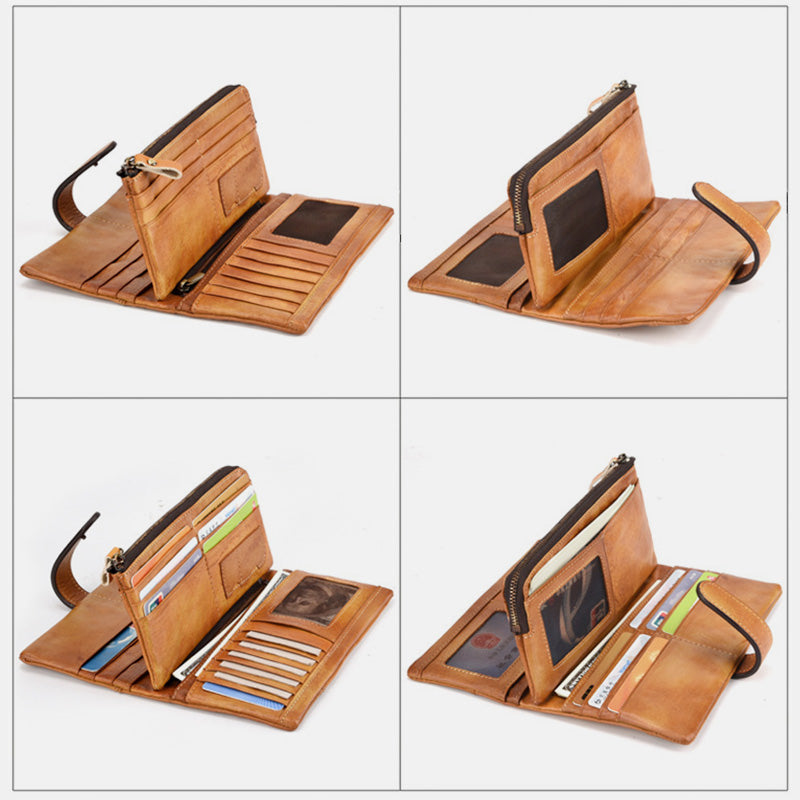 RFID Genuine Leather Long Wallet Purse