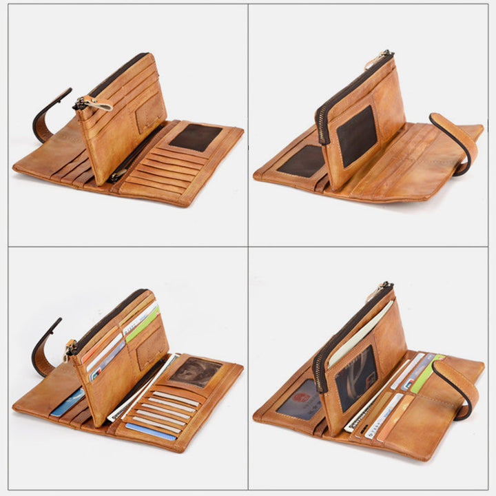 RFID Genuine Leather Long Wallet Purse