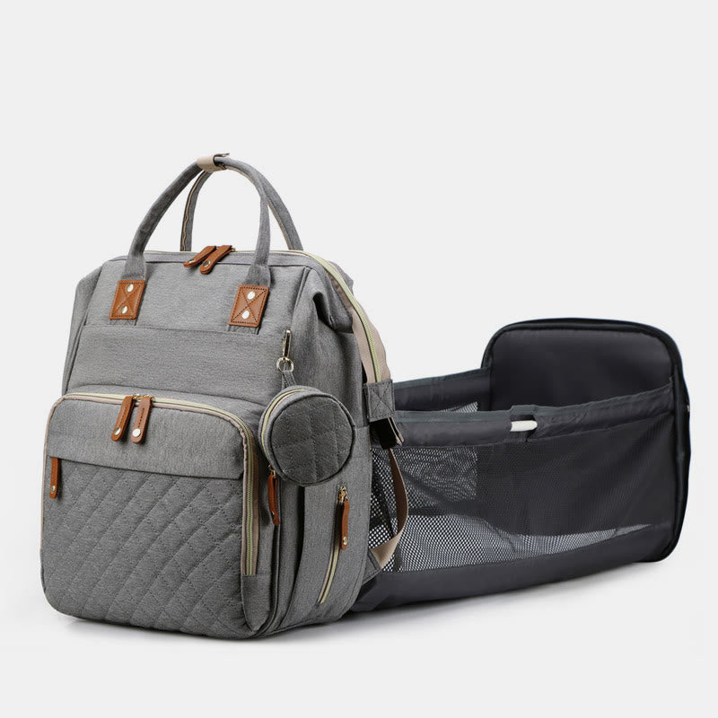 Multi Functional Mommy Bag With Crib Simple Waterproof Oxford Backpack