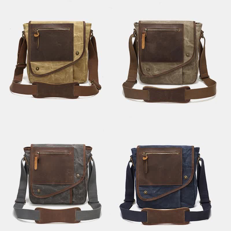Men Messenger Bags Canvas Crossbody Shoulder Bag Travel Work Purse