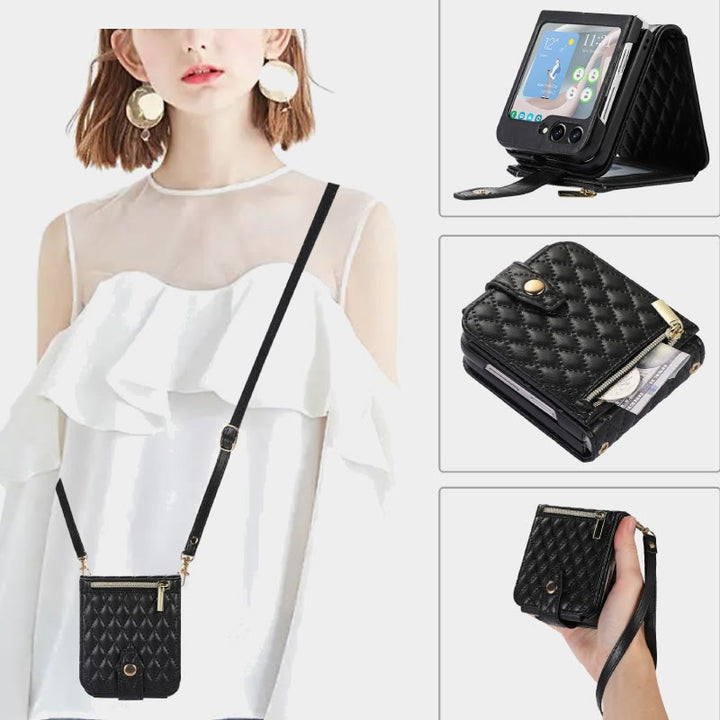 Phone Case For Daily  Z Flip5 Folded Quilted Pattern Case
