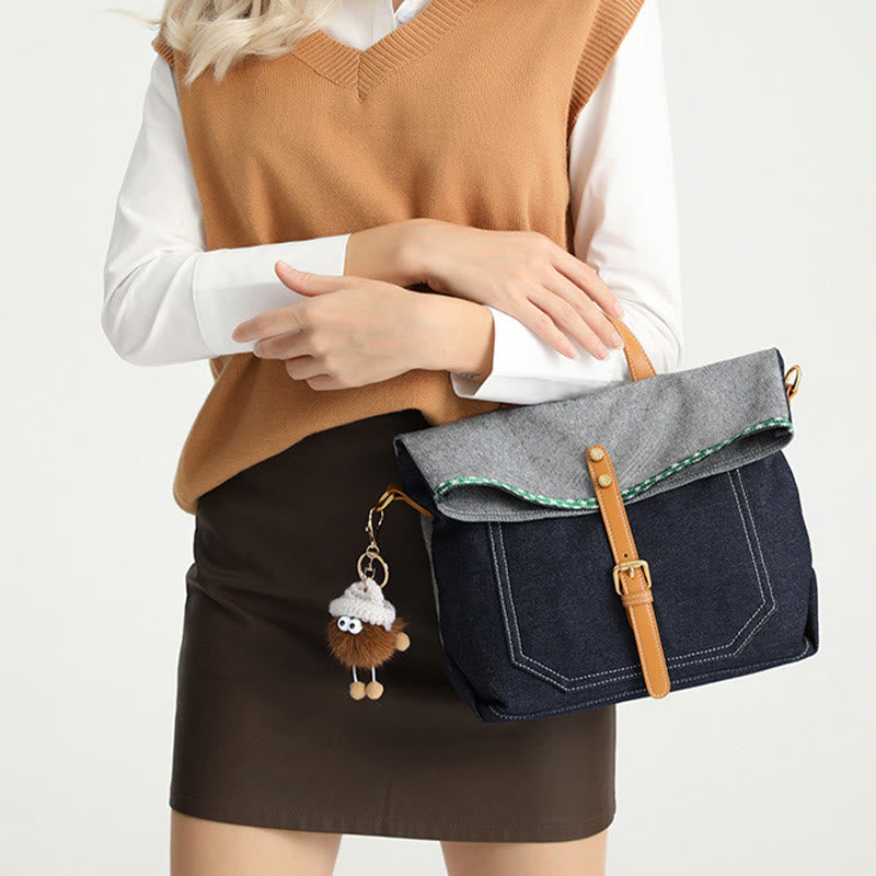 2Pcs Denim Handbag Set Fashion Crossbody Bag Set for Women - image 5
