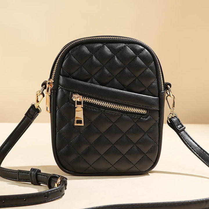 Phone Bag For Women Diamond Check Solid Color Mini Bag