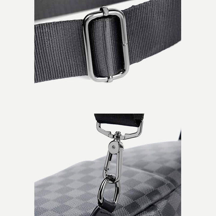 Leather Casual Daypack Sling Shoulder Chest Bag with USB Charging Port