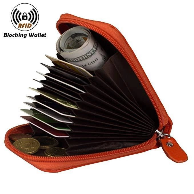 Large Capacity RFID Folding Wallet Card Holder