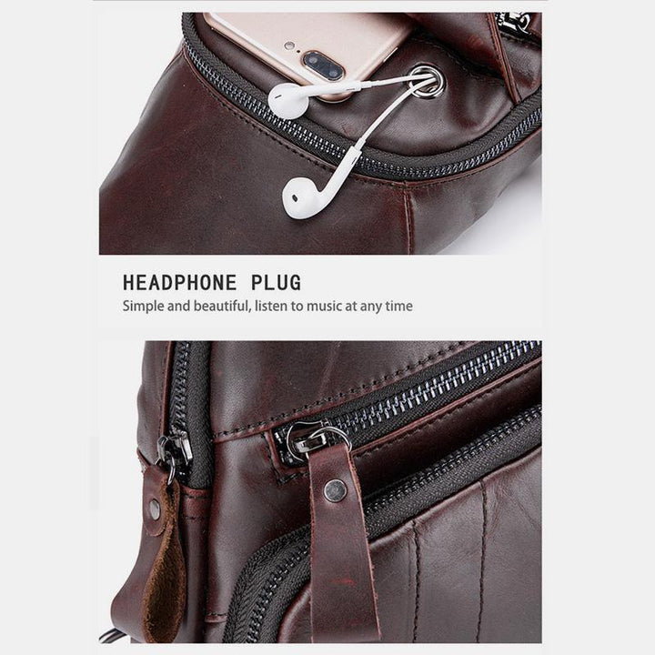 Genuine Leather Vintage Multifunction Sling Bag