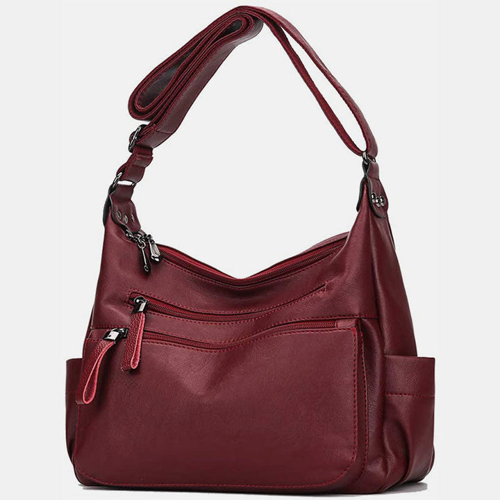 Retro Style Multi-Pocket Large Crossbody Bag - DarkRed - image 1