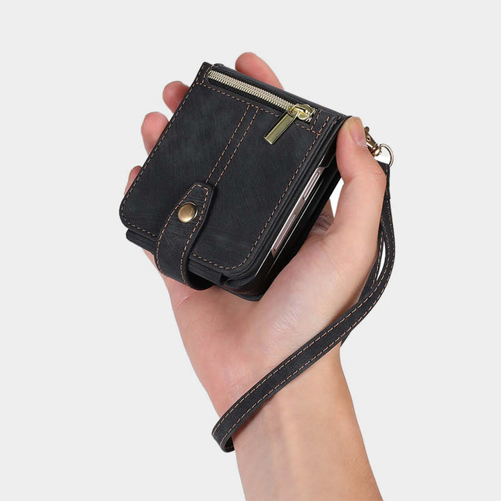 Phone Case For Samsung Z Flip 4 Card Zipper Protective Flip Cover