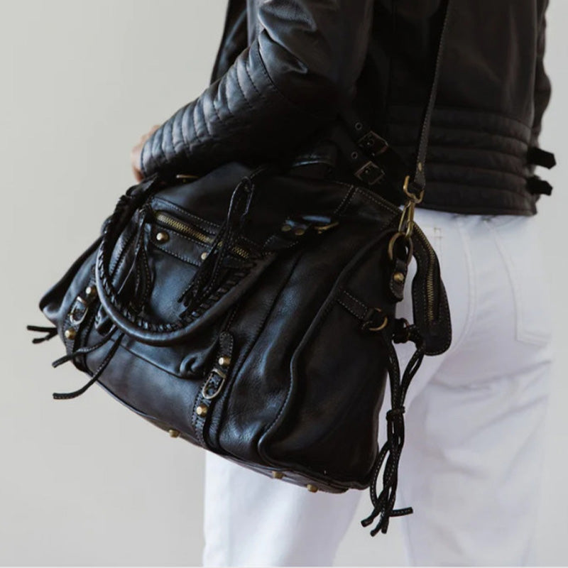Vintage Tassel Top Handle Bag Women Portable Travel Crossbody Bag