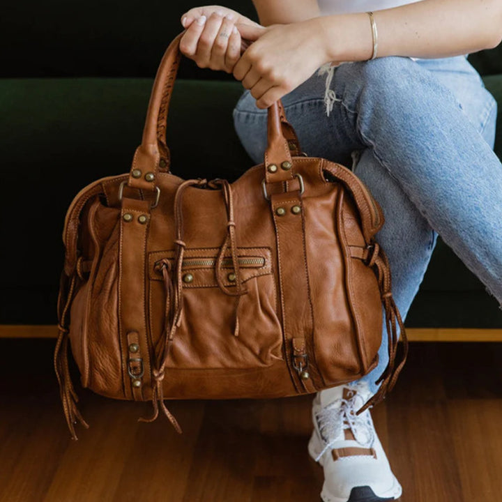 Vintage Tassel Top Handle Bag Women Portable Travel Crossbody Bag