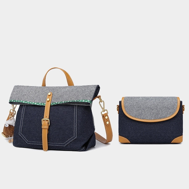 2Pcs Denim Handbag Set Fashion Crossbody Bag Set for Women - image 7