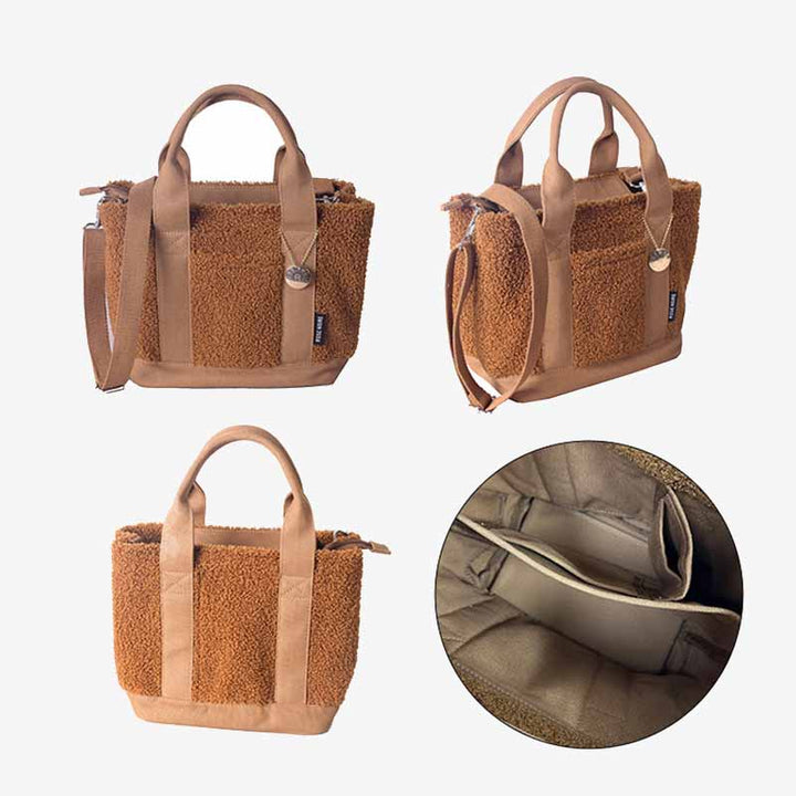 Teddy Fleece Tote Bag For Women Soft Crossbody Bag