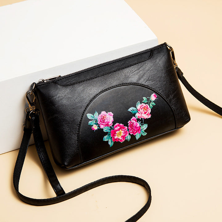 Elegant Crossbody Bag Women Half Round Floral Emblossing Shoulder Bag