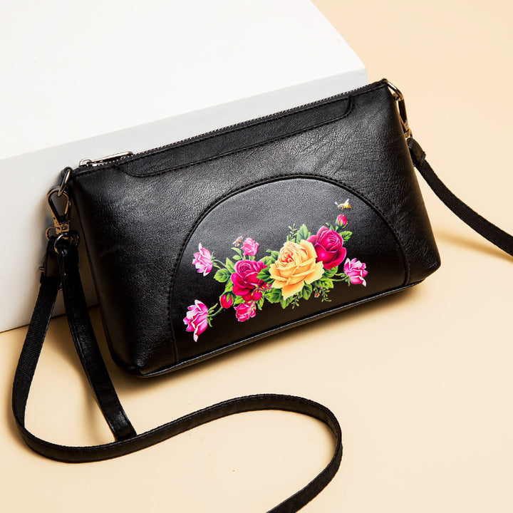 Elegant Crossbody Bag Women Half Round Floral Emblossing Shoulder Bag