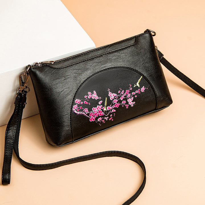Elegant Crossbody Bag Women Half Round Floral Emblossing Shoulder Bag