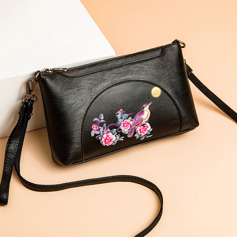 Elegant Crossbody Bag Women Half Round Floral Emblossing Shoulder Bag