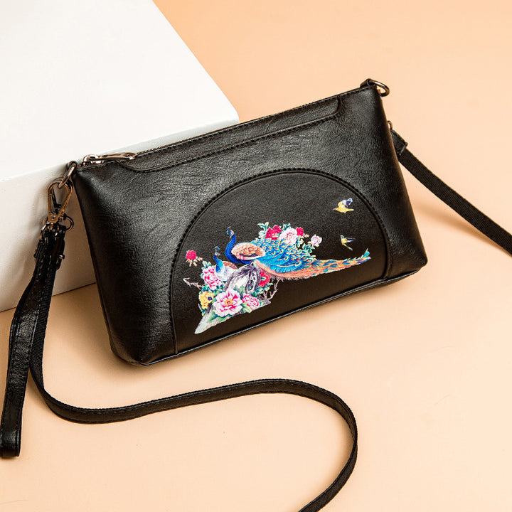 Elegant Crossbody Bag Women Half Round Floral Emblossing Shoulder Bag