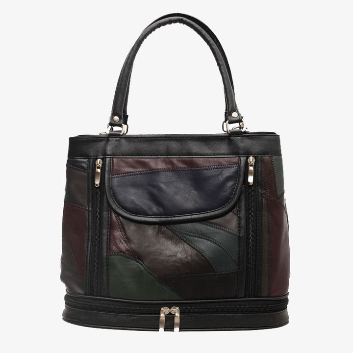 Double Compartment Tote Women Large Faux Leather Handbag Crossbody Bag