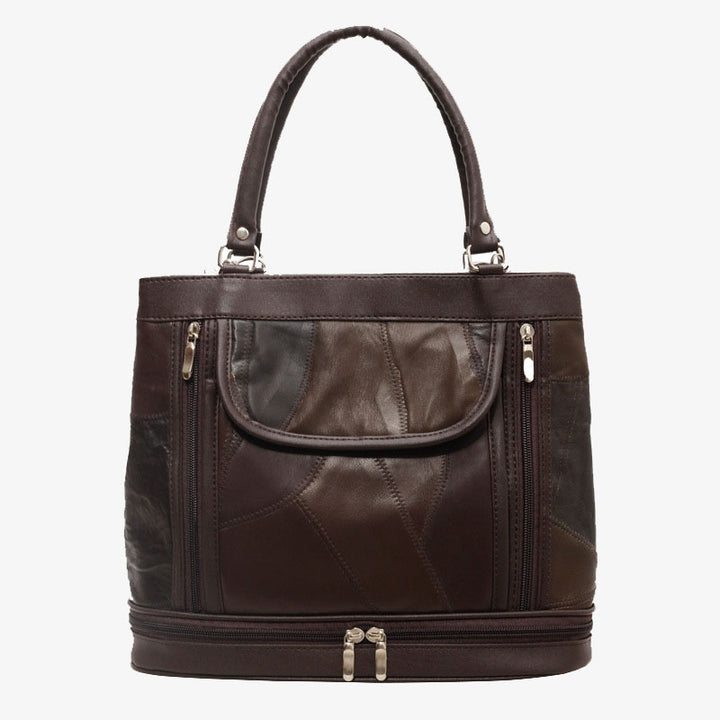 Double Compartment Tote Women Large Faux Leather Handbag Crossbody Bag