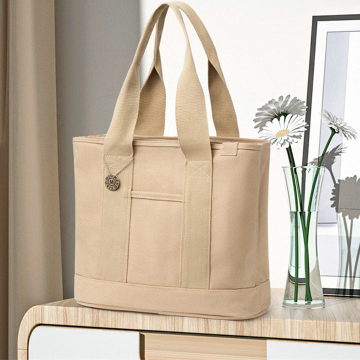 Large Underarm Tote For Women Durable Canvas Handbag With Zipper