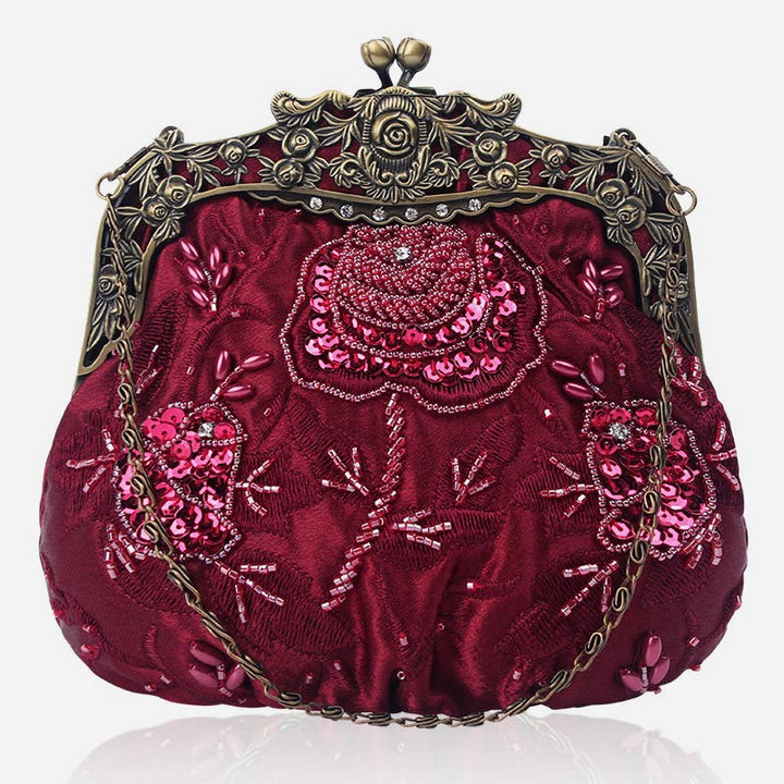 Sequin Evening Bag Flowers Embroideried Elegant Clutch For Women