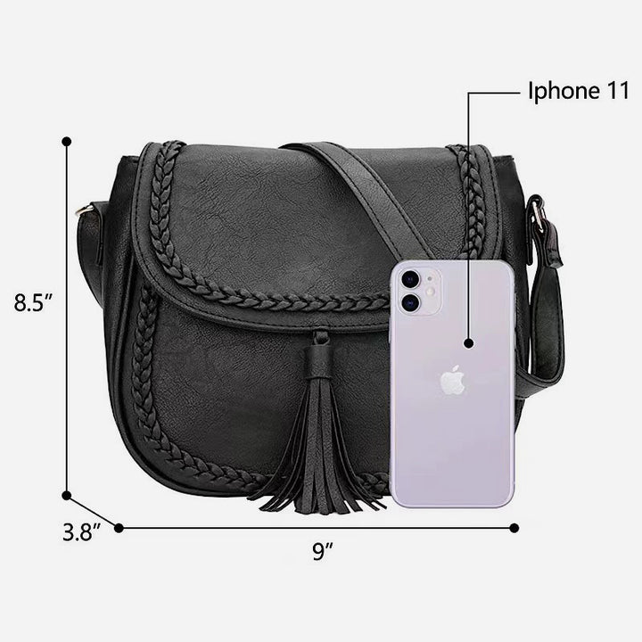 Twist Stripe Tassel Saddle Purse For Women Classic Crossbody Bag