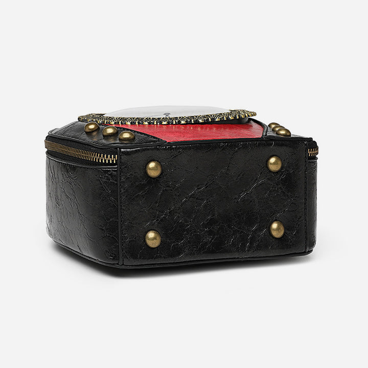 Top Handle Bag For Women Floral Clock Retro Crossbody Bag