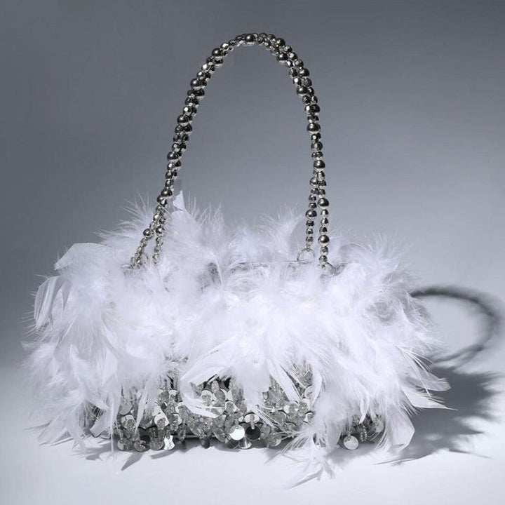 Sequin Feather Evening Bag For Party Lady Underarm Bag