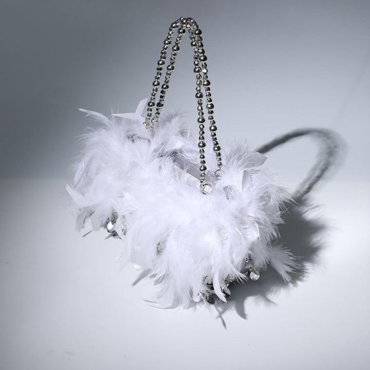 Sequin Feather Evening Bag For Party Lady Underarm Bag
