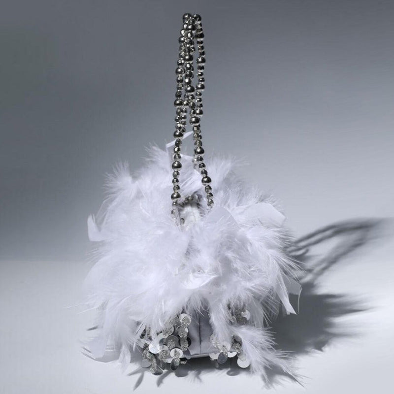 Sequin Feather Evening Bag For Party Lady Underarm Bag
