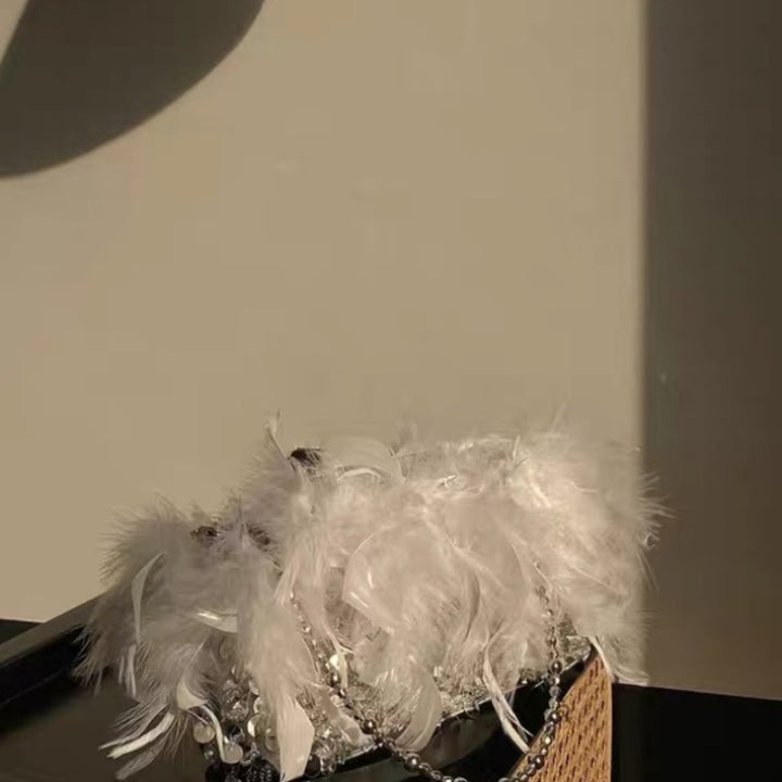 Sequin Feather Evening Bag For Party Lady Underarm Bag