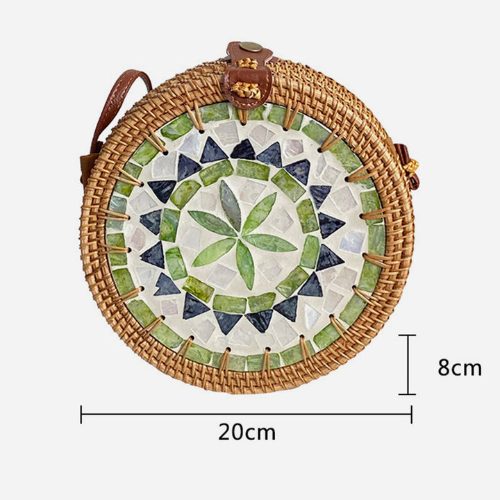 Rattan Straw Round Bag Vintage Cute Crossbody Travel Purse