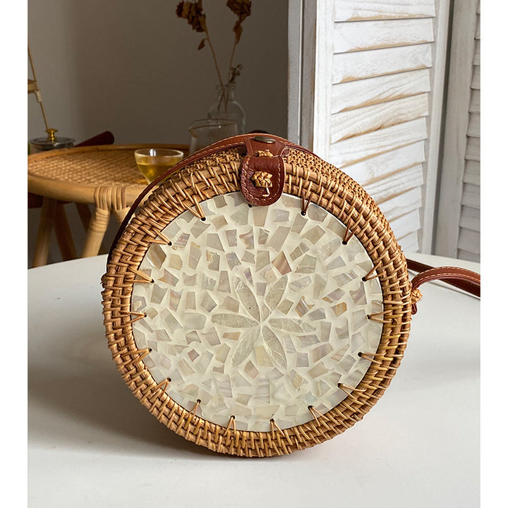 Rattan Straw Round Bag Vintage Cute Crossbody Travel Purse