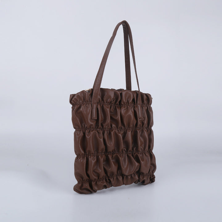 Pleated Tote Commuter Purse For Women Vegan Leather Underarm Bag