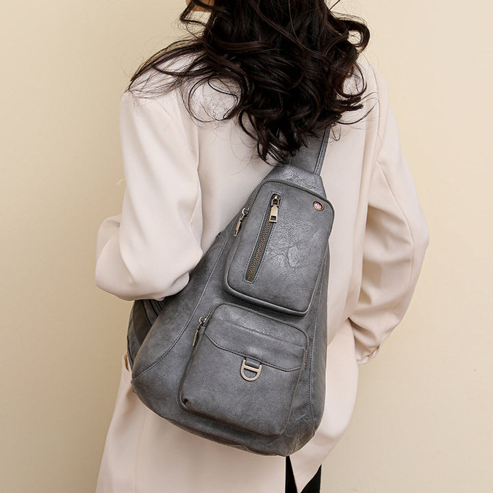 Large Leather Sling Bag For Women Weekender Minimalist Crossbody Bag