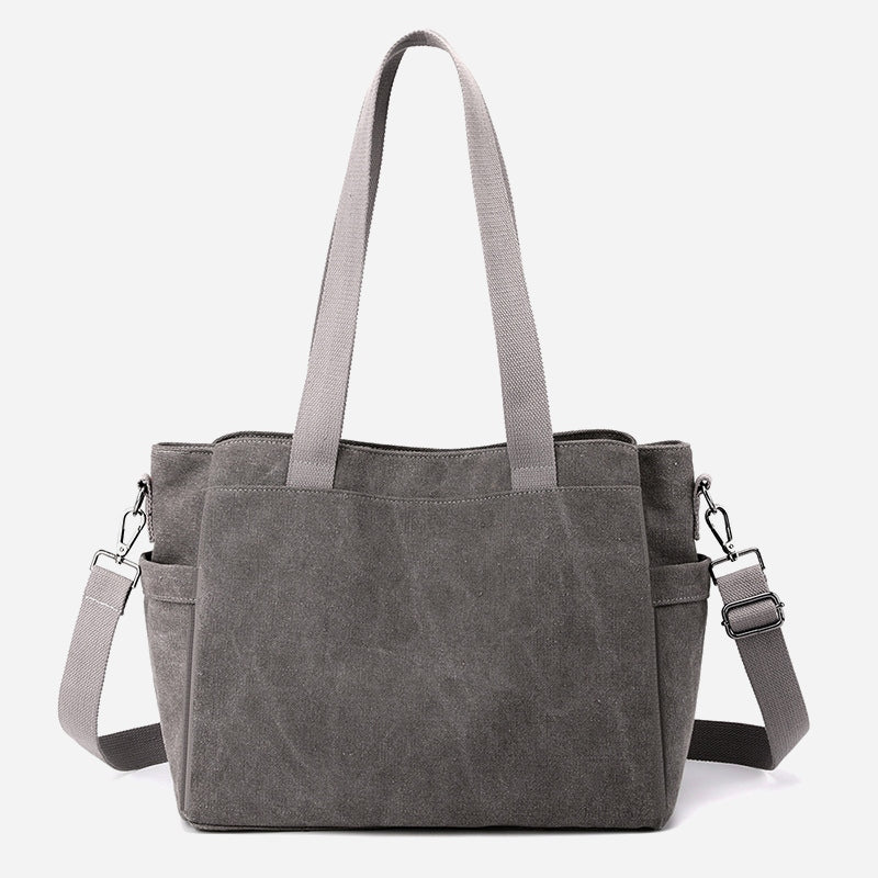 Triple Compartment Tote Travel Shopping Canvas Bags Purses