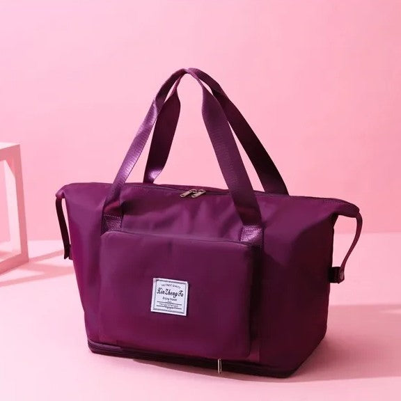 Travel Duffel Bag Sport Gym Bag Tote Weekender Overnight Bag Handbag - DarkMagenta - image 6