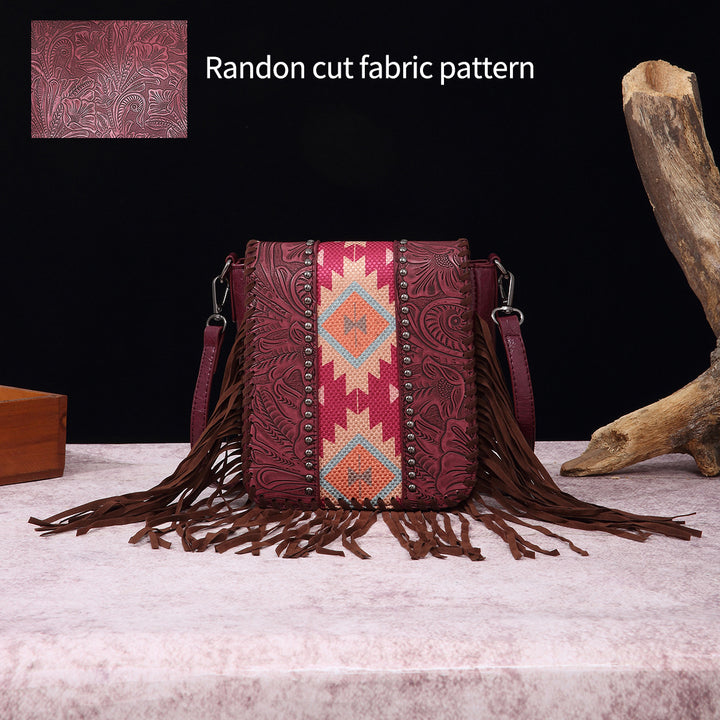 Vintage Bohemian Crossbody Bag Cotton Linen Tassel Purse For Lady
