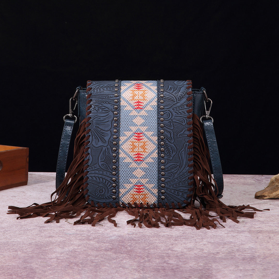 Vintage Bohemian Crossbody Bag Cotton Linen Tassel Purse For Lady