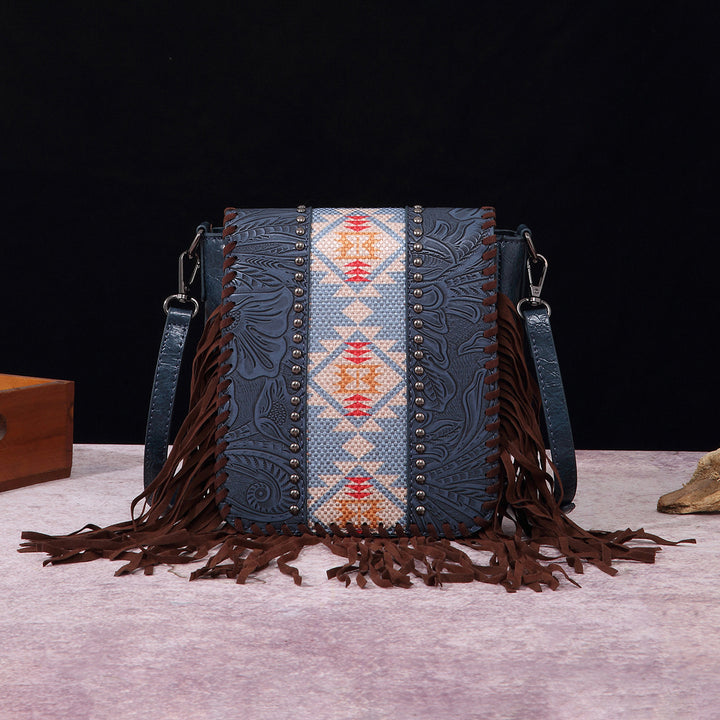 Vintage Bohemian Crossbody Bag Cotton Linen Tassel Purse For Lady