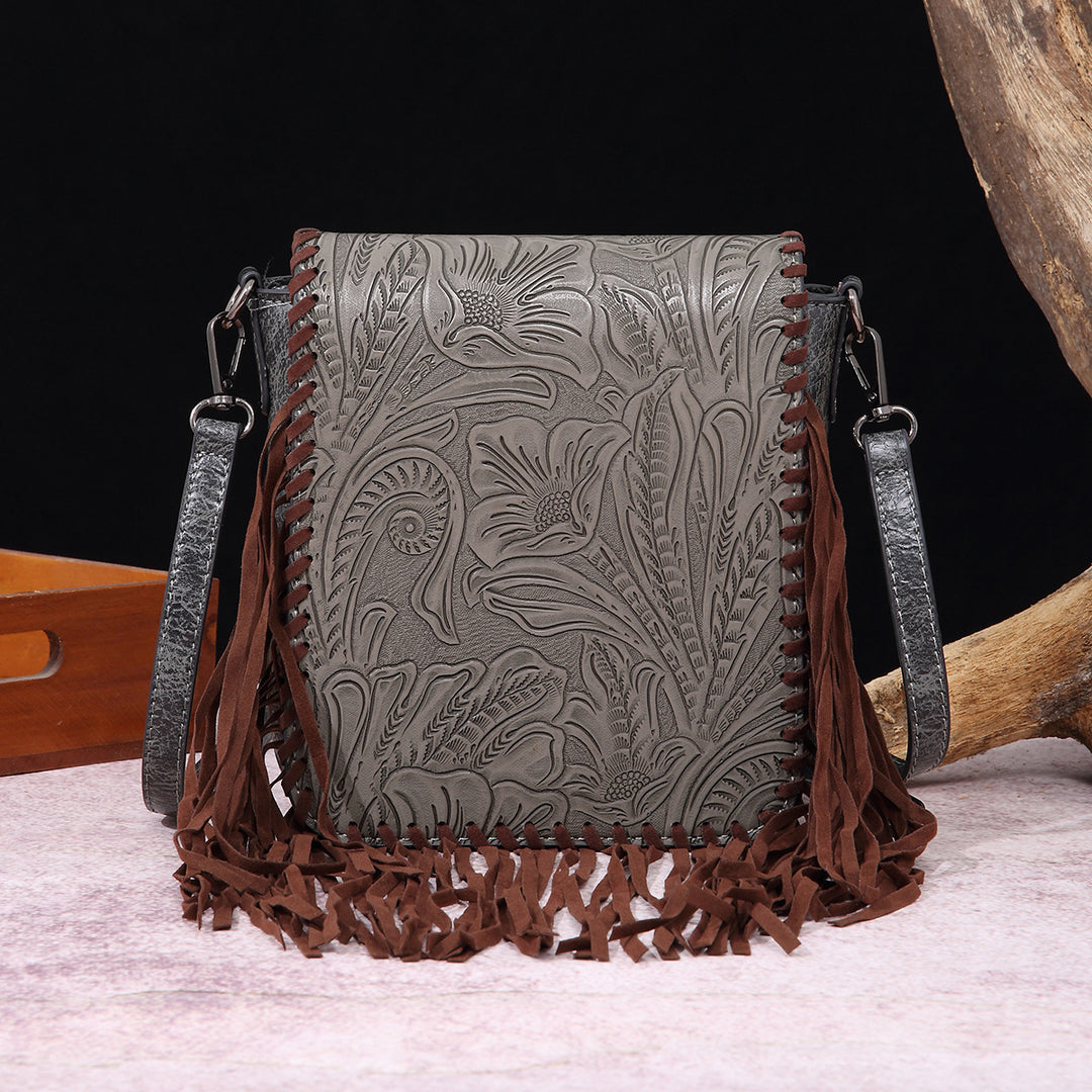 Vintage Bohemian Crossbody Bag Cotton Linen Tassel Purse For Lady