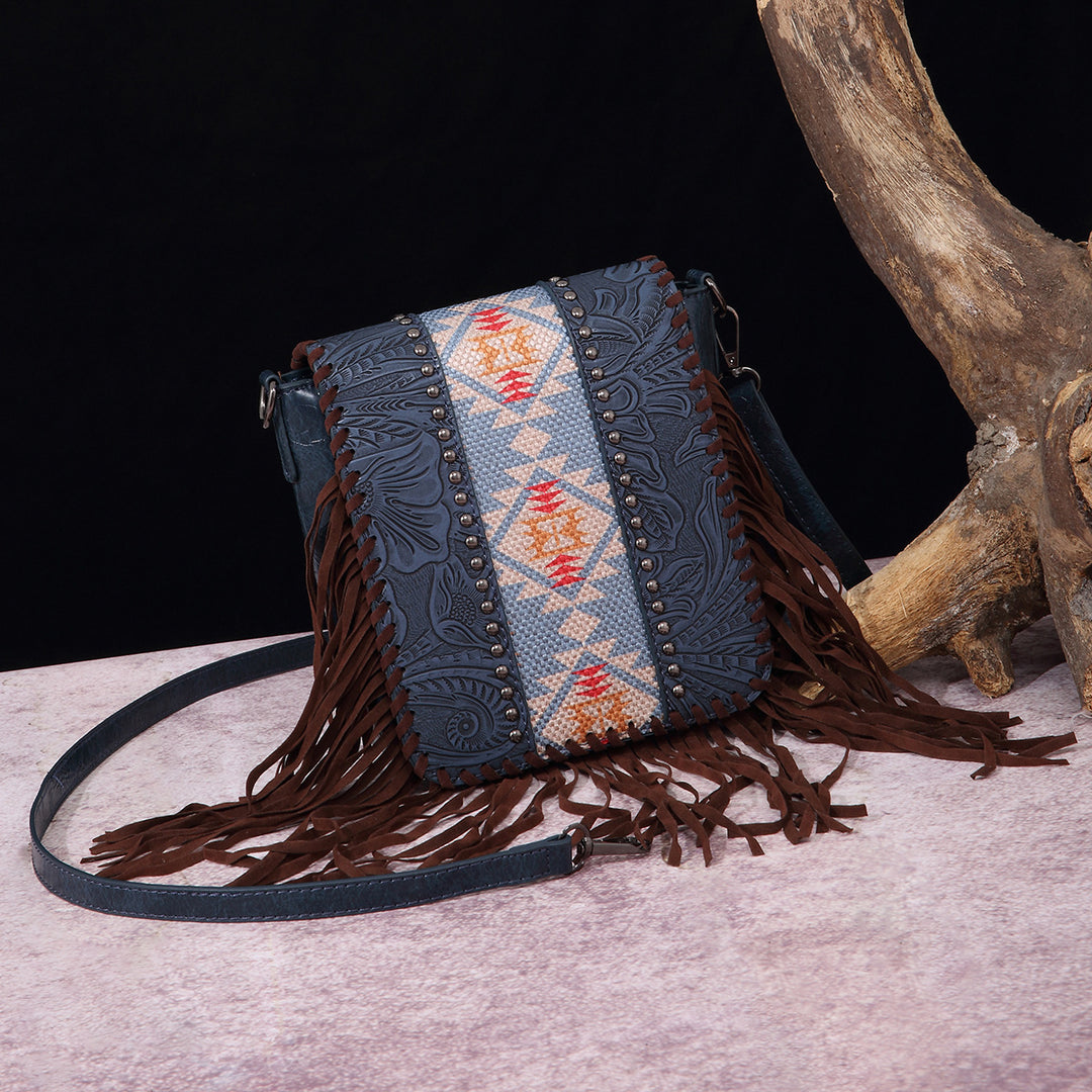 Vintage Bohemian Crossbody Bag Cotton Linen Tassel Purse For Lady